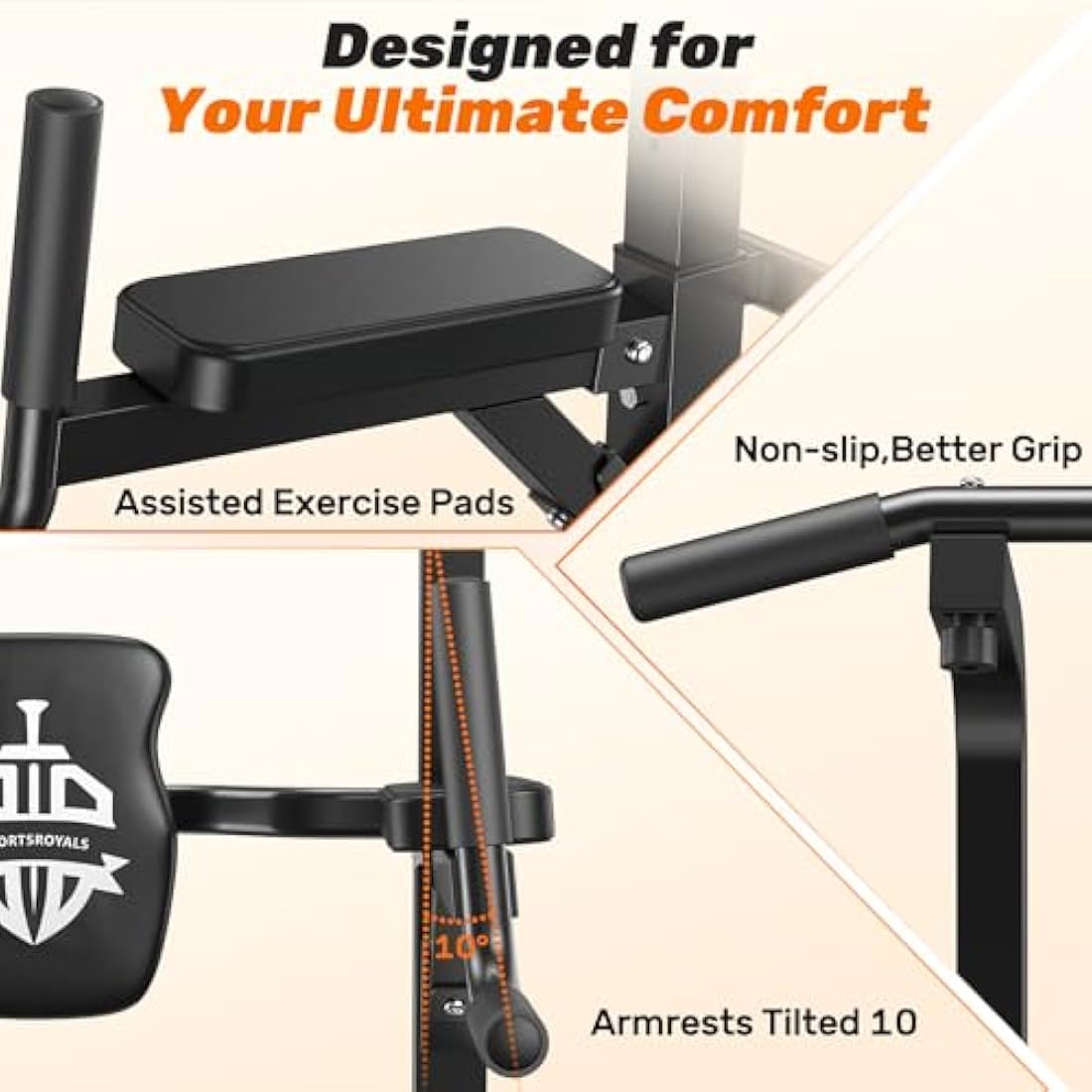 Sportsroyals Pull up Bar, Multi-Function Power Tower Dip Station with Upgraded Adjustable Foot Cover Equipment for Home Gym,400LBS