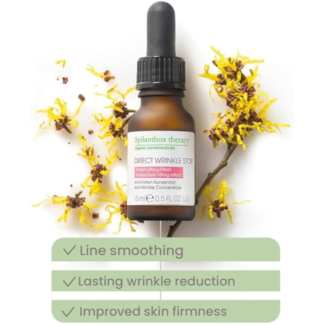 Spilanthox therapy - Direct Wrinkle Stop - Anti-Ageing Concentrate for Smoothing Facial Expressions & Reducing Wrinkles - Facial Care - Spilanthol & Hyaluronic Acid - Vegan Cosmetics - 15ml