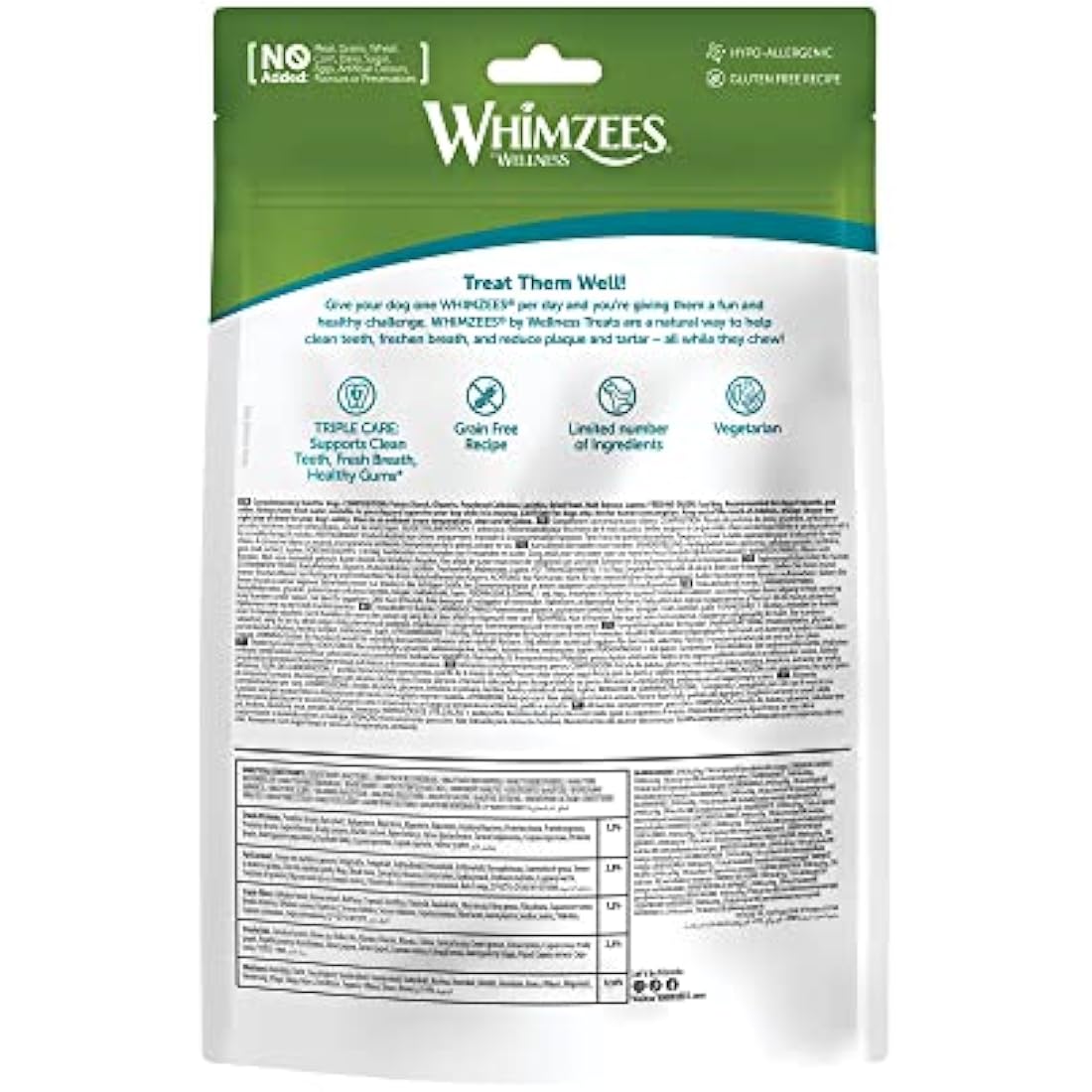 WHIMZEES By Wellness Hedgehog, Dog Dental Sticks, 6 Pieces, Size L, Dog Chews for Large Breeds, Natural, Grain-Free, Rawhide-Free, Vegetarian, No Added Sugar