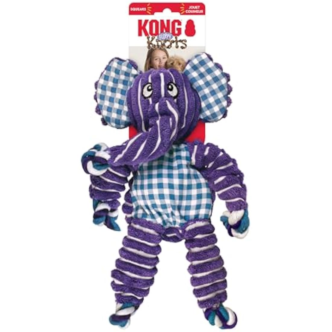 KONG Floppy Knots - Knotted Rope Dog Toy - Minimal Stuffing - For Medium/Large Dogs, Elephant
