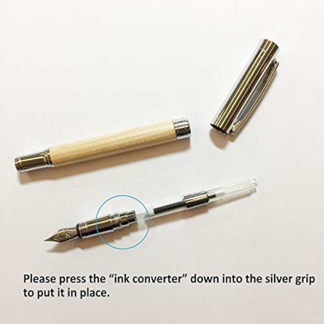 LACHIEVA Luxury Maple Fountain Pen, Elegant Pen with German-made Finb Nib, Converter, Cartridges. Nice Wood Pen Set for Men & Women. Professional, Executive, Office Gift