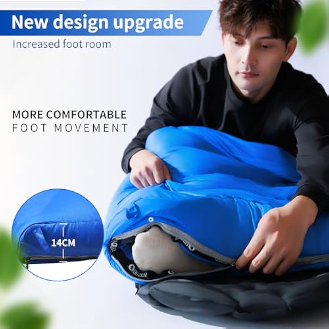 QEZER Down Sleeping Bag,Lightweight Rectangular Winter Sleeping Bag [1180g/1860g] for Adults and Kids 4 Season Camping, Hiking,Warehouse and Moutaineering Outdoor