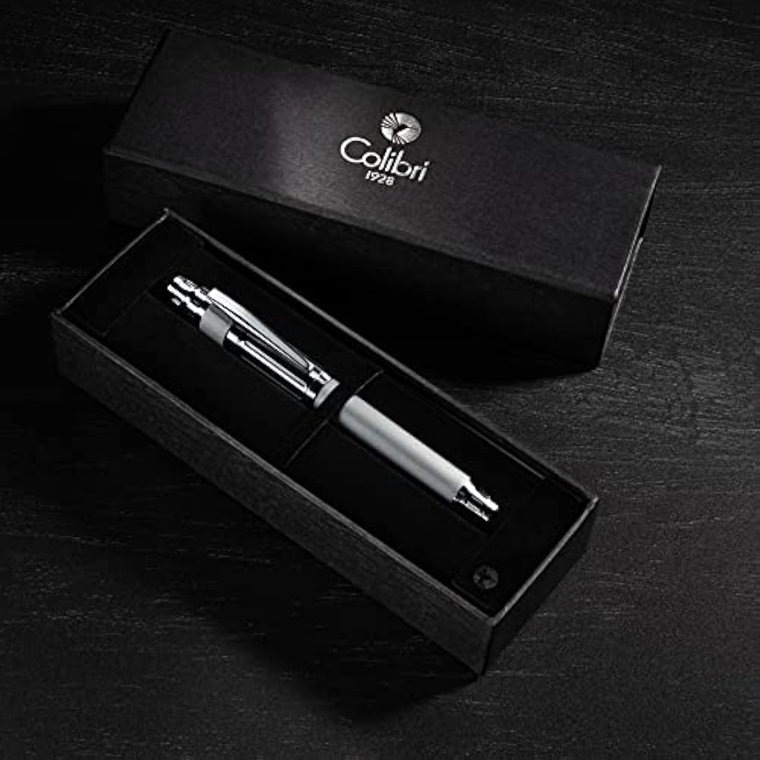 Colibri Ascari Fountain Pen-Polished Chrome and Brushed white Finish Luxury Pen-Medium Size Bock Nib System-Spring Clip-Includes Ink Convertor- Comes In a Nice Gift Box-Gift For Men And Women