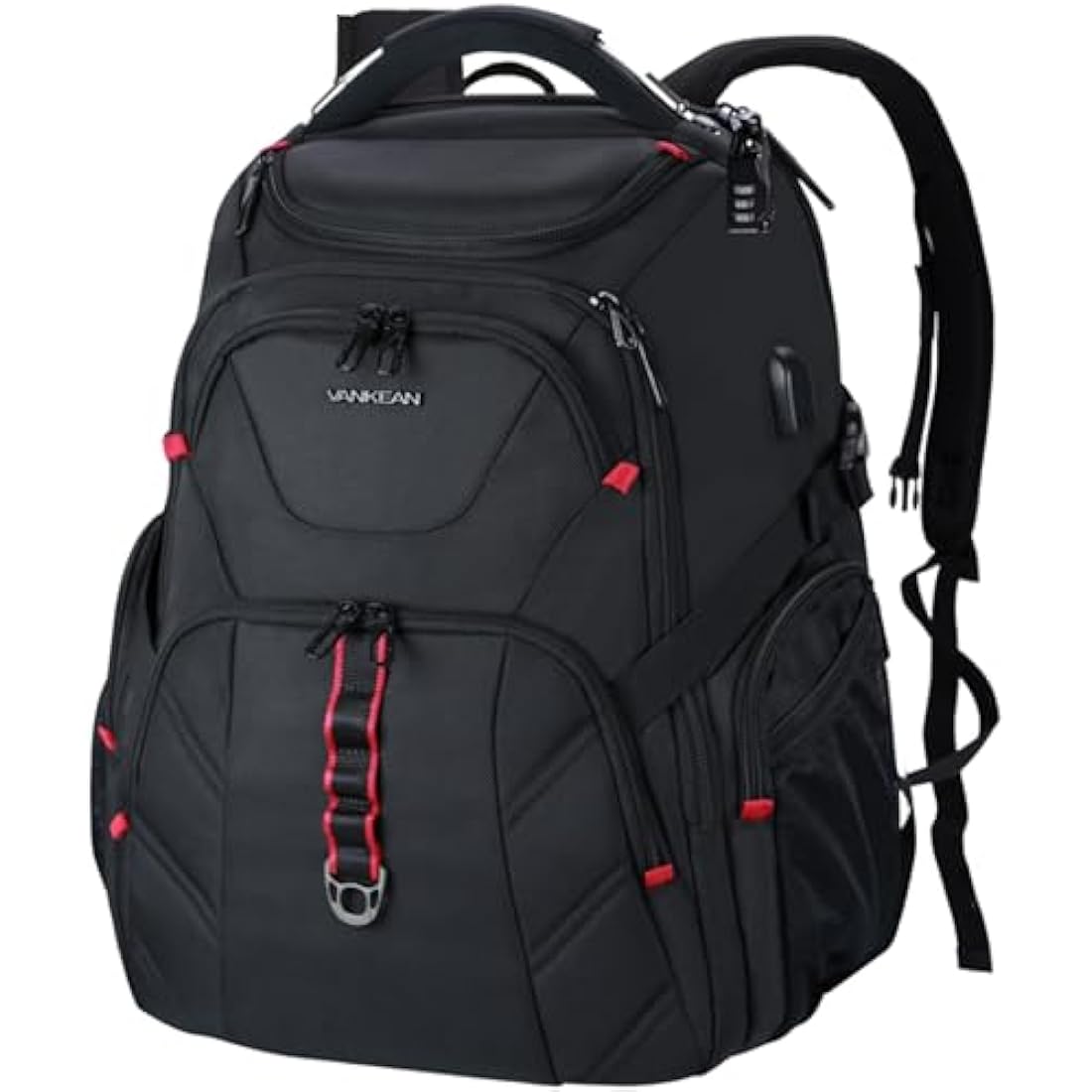 VANKEAN 17.3'' Travel Laptop Backpack TSA Friendly, Water Resistant Anti Theft Extra Large Backpack with RFID Pockets College Backpacks with USB Port for Men Women School Business Work Bag, Black