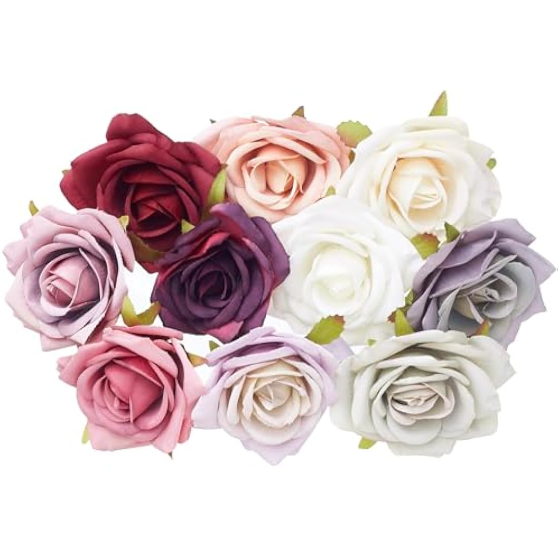 The Baked Studio - 10 Pieces Artificial Flower Silk Rose Head Realistic Flowers for DIY Wreath Craft Cake Living Room Home Wedding Accessories and Decoration (MIXED)