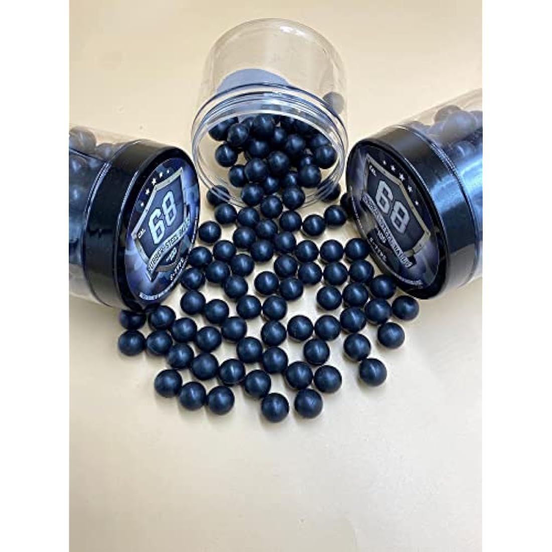 SSR 100 x S - Style Premium Quality Hard Rubber Steel Balls Paintballs Powerballs 7 gr. Heavy Ammo for Self and Home Defense Training Pistols in 68 Cal.