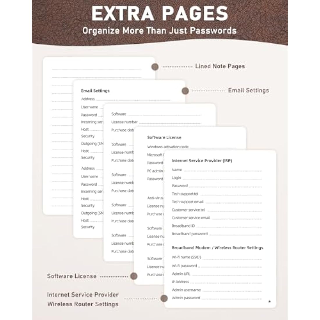 WEMATE Spiral Password Book with Alphabetical Tabs, Small Password Keeper Book for Seniors, Internet Password Notebook Hardcover Password Journal logbook – 12 x 15cm (Brown)