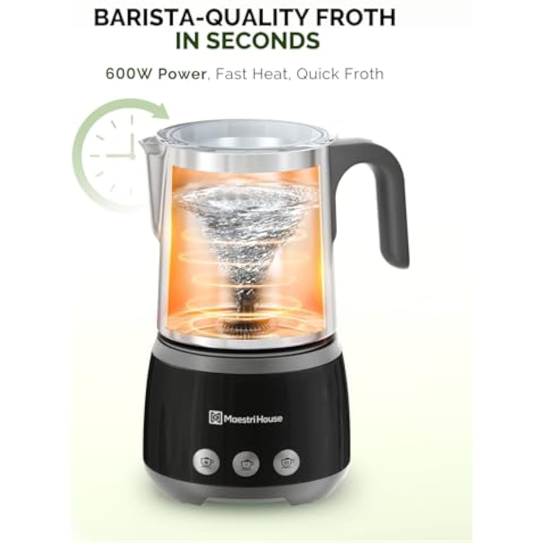Maestri House Milk Frother, 4-in-1 Electric Milk Steamer and Frother, 500mL 600W Smart Touch Control Hot and Cold Foam Maker, Memory Function for Latte, Cappuccinos, Warm Milk, BasicFro 500