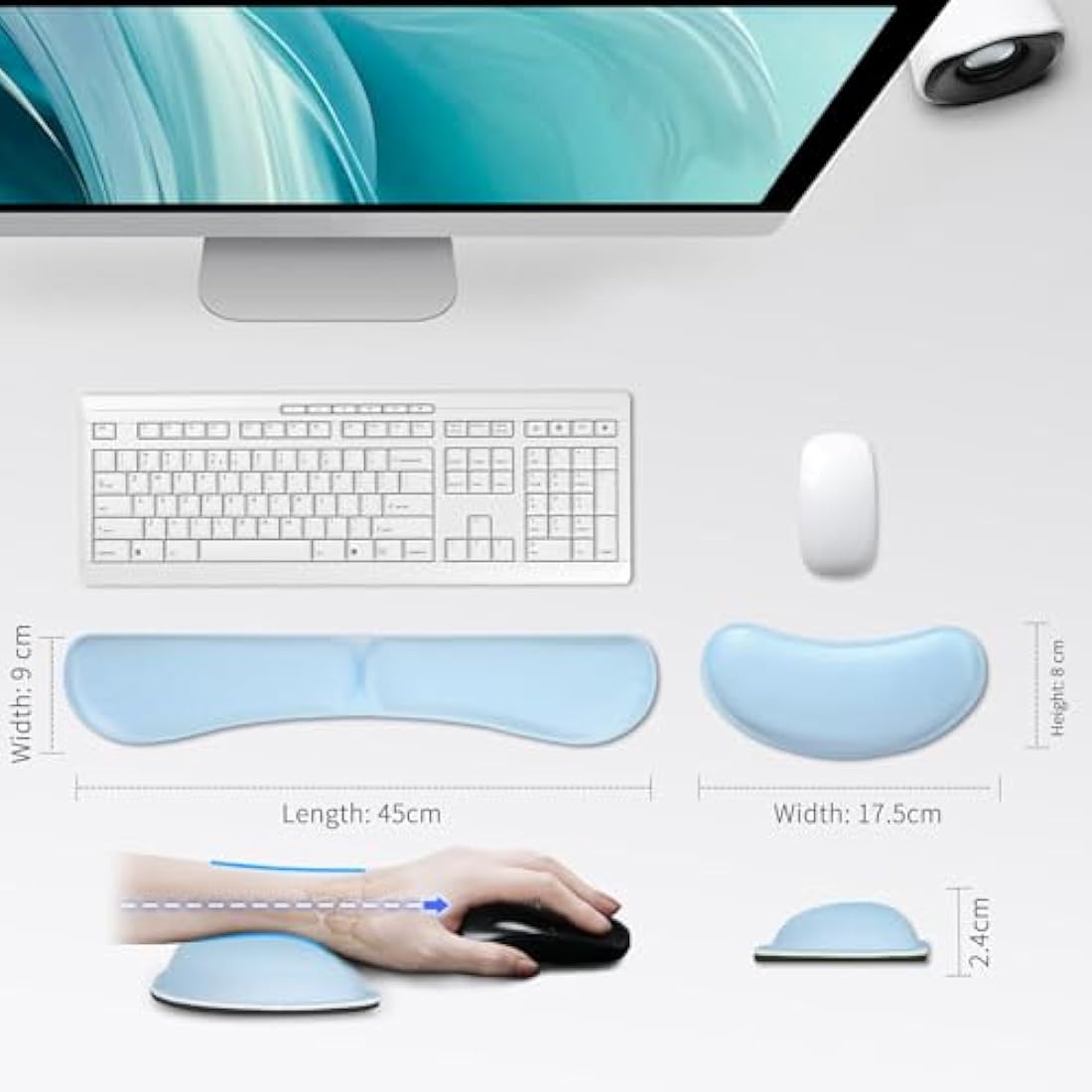 ZIBLY Wrist Rest Keyboard and Mouse Set - Non-Slip Ergonomic Wrist Cushion Support Pad - Easy Typing, Pain Relief – Premium Silky Gel Memory Foam for Work from Home Gaming Computer Laptop