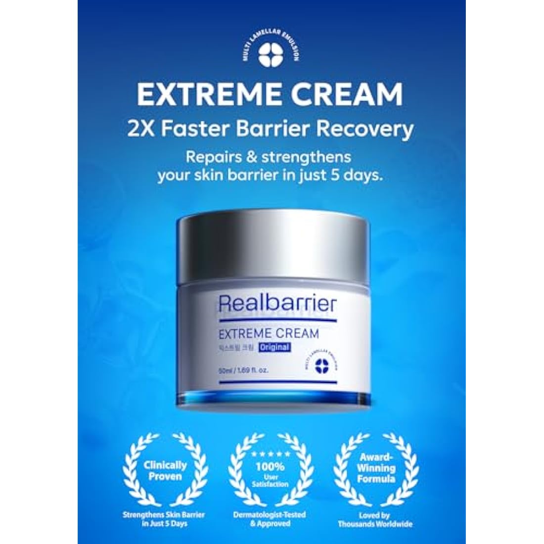 Real Barrier Extreme Cream 50ml - Rich Anti-Ageing Moisturising Cream with Hyaluronic Acid and Ceramides - K-Beauty for Sensitive Skin