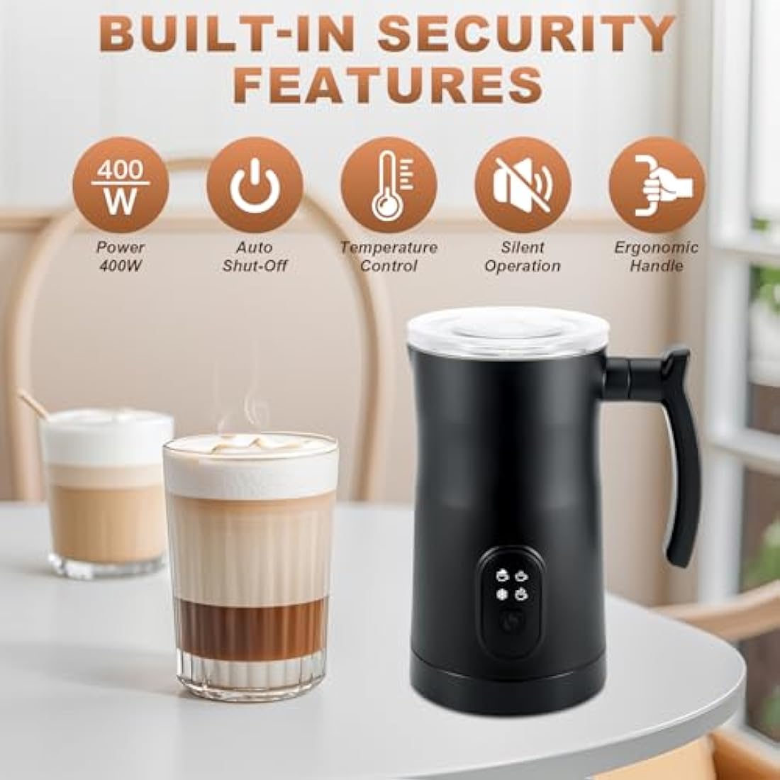 Qeelin Electric Milk Frother, 4 in 1 Milk Steamer,11.8oz/350ml Automatic Warm and Cold Foam Maker for Coffee,Latte, Cappuccino, Macchiato, Hot Chocolate