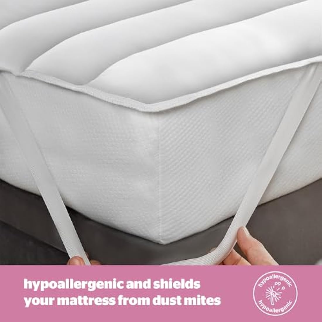 Silentnight Quilted Mattress Protector – Premium Luxury Soft Cosy Mattress Cover Protector Pad with Extra Deep Fit Elasticated Straps – Hypoallergenic, Super Soft and Machine Washable - King, White