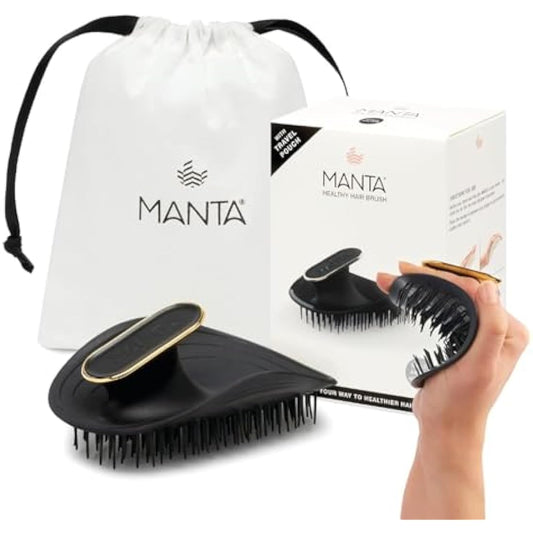 Manta Original Anti-Breakage Hairbrush – Best Detangling & Flexible Brush for Healthy, Thinning & All Hair Types, Gentle Hair Care for Women & Men, Black