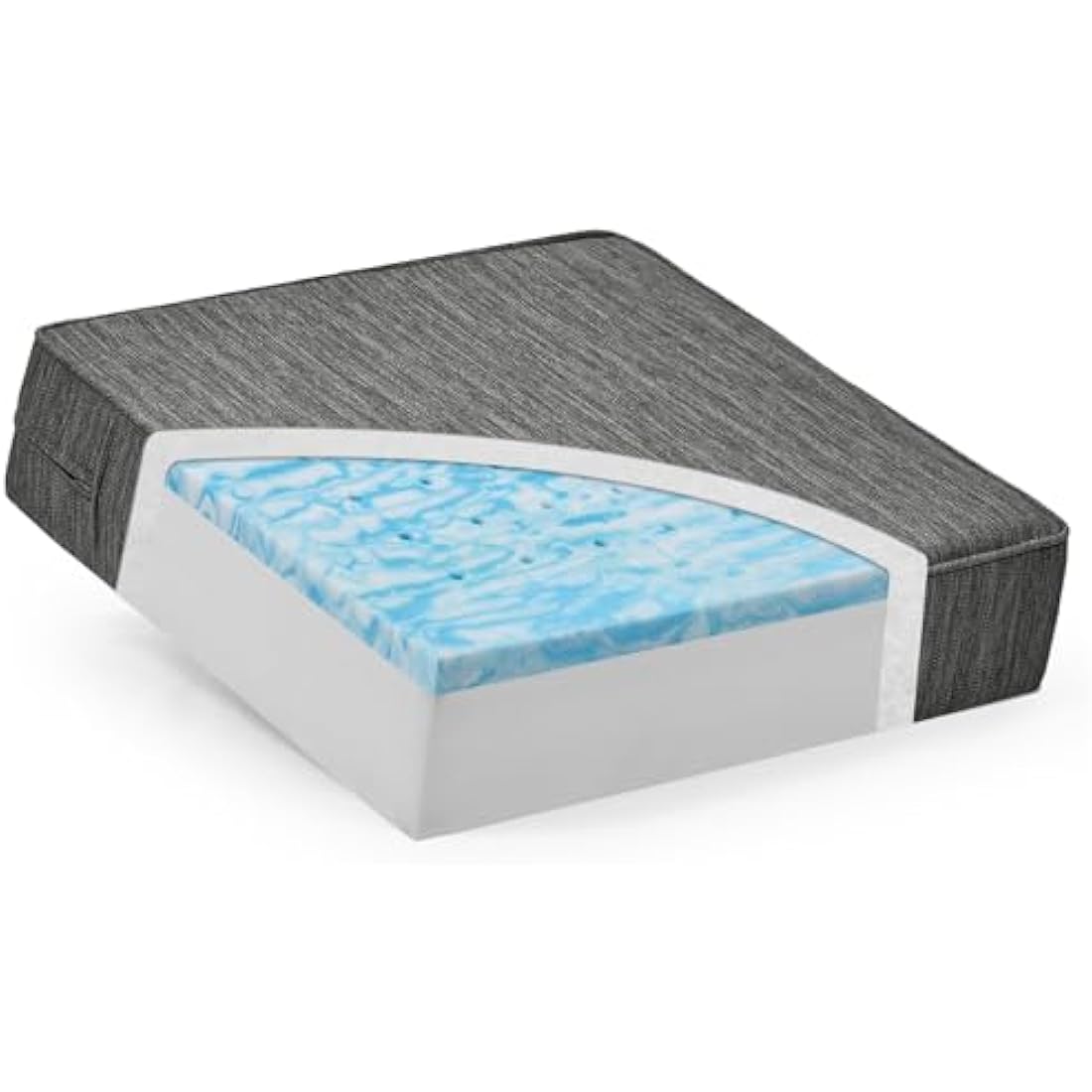 baibu Large Dual-Layer Memory Foam Chair Seat Cushion for Recliner, Couch, Armchair with Textured Washable Cover, Non-Slip Base for Tailbone Pain & Pressure Relief, 50x50x12.7cm -Grey