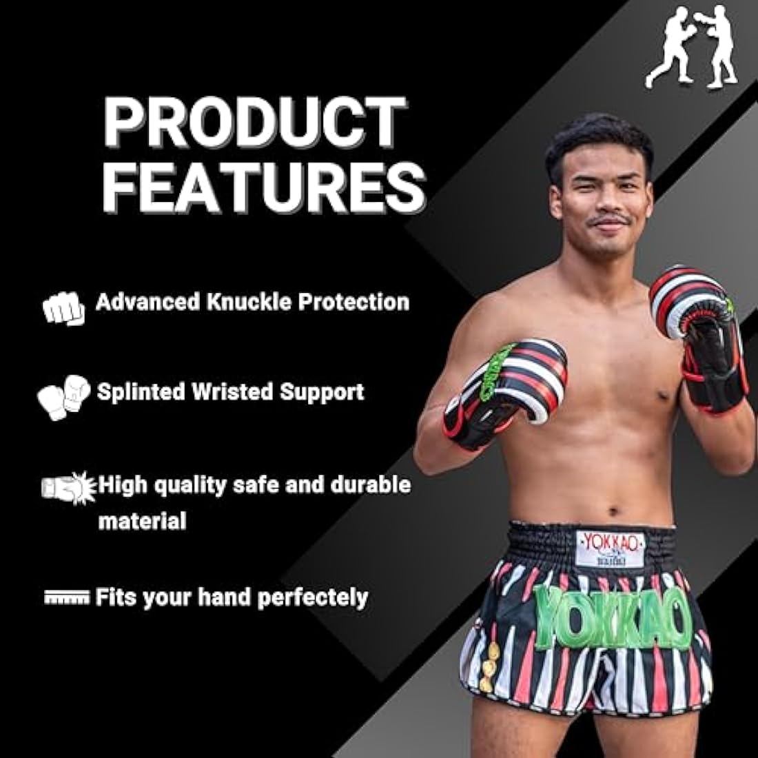 YOKKAO Design Breathable Muay Thai Boxing Glove | Premium Leather Training and Sparring Gloves for Men and Women | Winning Boxing Gloves | Punching Gloves
