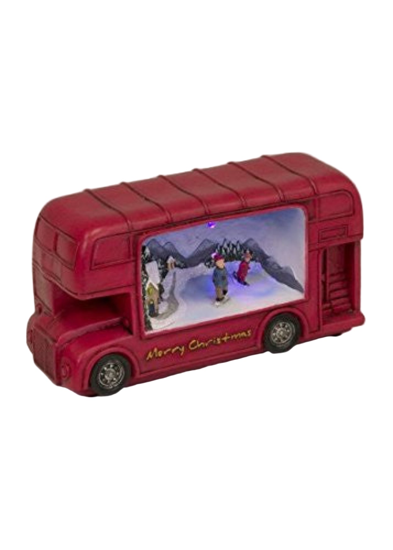 london style red bus Light up skaters scene scene inside bus with muti colour LED lights.