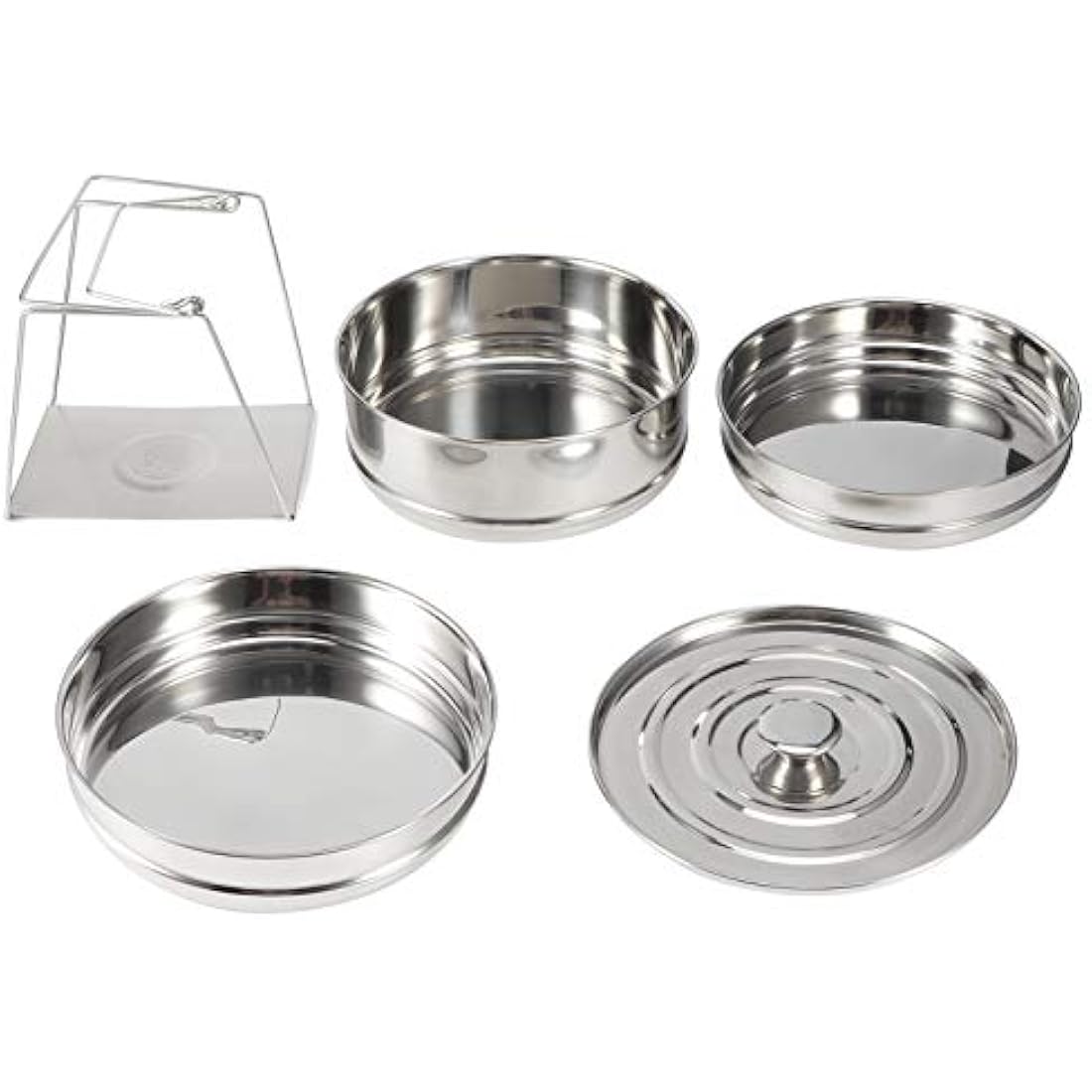 Ladieshow Stackable 3 Tier Stainless Steel Steamer Cooker Pot Set Cook Food Pressure Pot Accessories for Pressure Cooker, Upgrade Interchangeable Lids