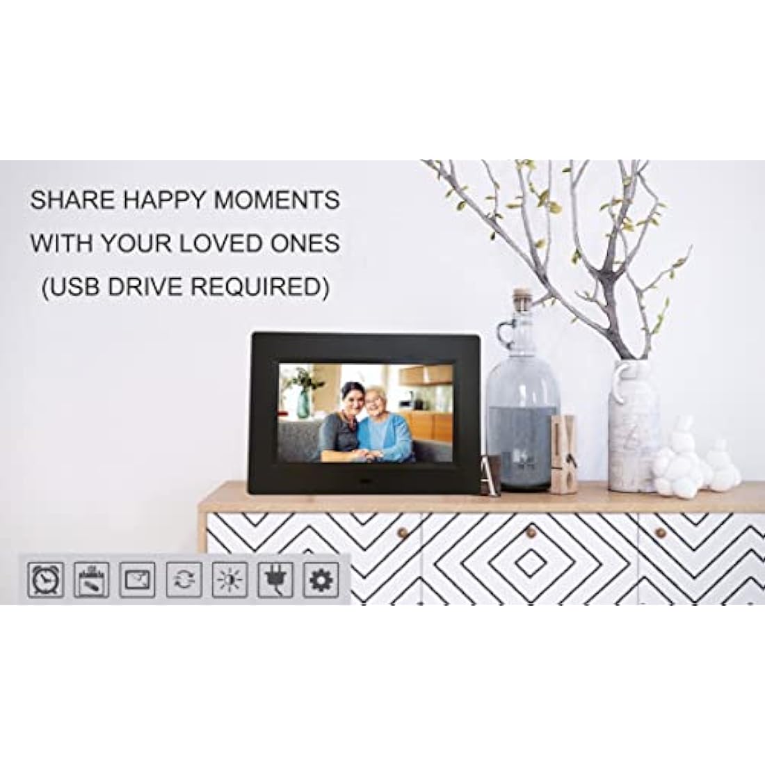 Véfaîî Newest,Dementia Clock 2.0 with Auto DST, 20 Custom Reminders, Day Clock with Sun/Moon icons for Elderly, Sleep Trainer, 7" with Remote & HD Picture Frame