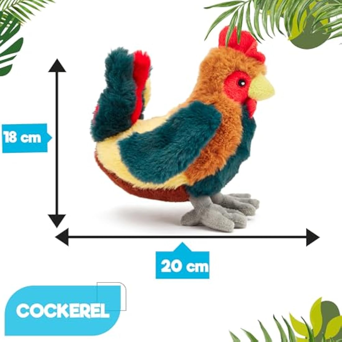 Zappi Co Cockerel Plush Toy (24 cm Length) - 100% Recycled, Eco-Friendly, Newborn Gift, Realistic Lifelike