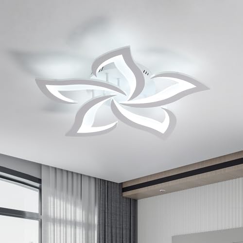 Comely Ceiling Lights Bedroom, LED Ceiling Lights 60W 6750LM, Cool White 6500K, Acrylic Petal Design Mordern Ceiling Lighting for Living Room Bedroom (Dia 60cm)