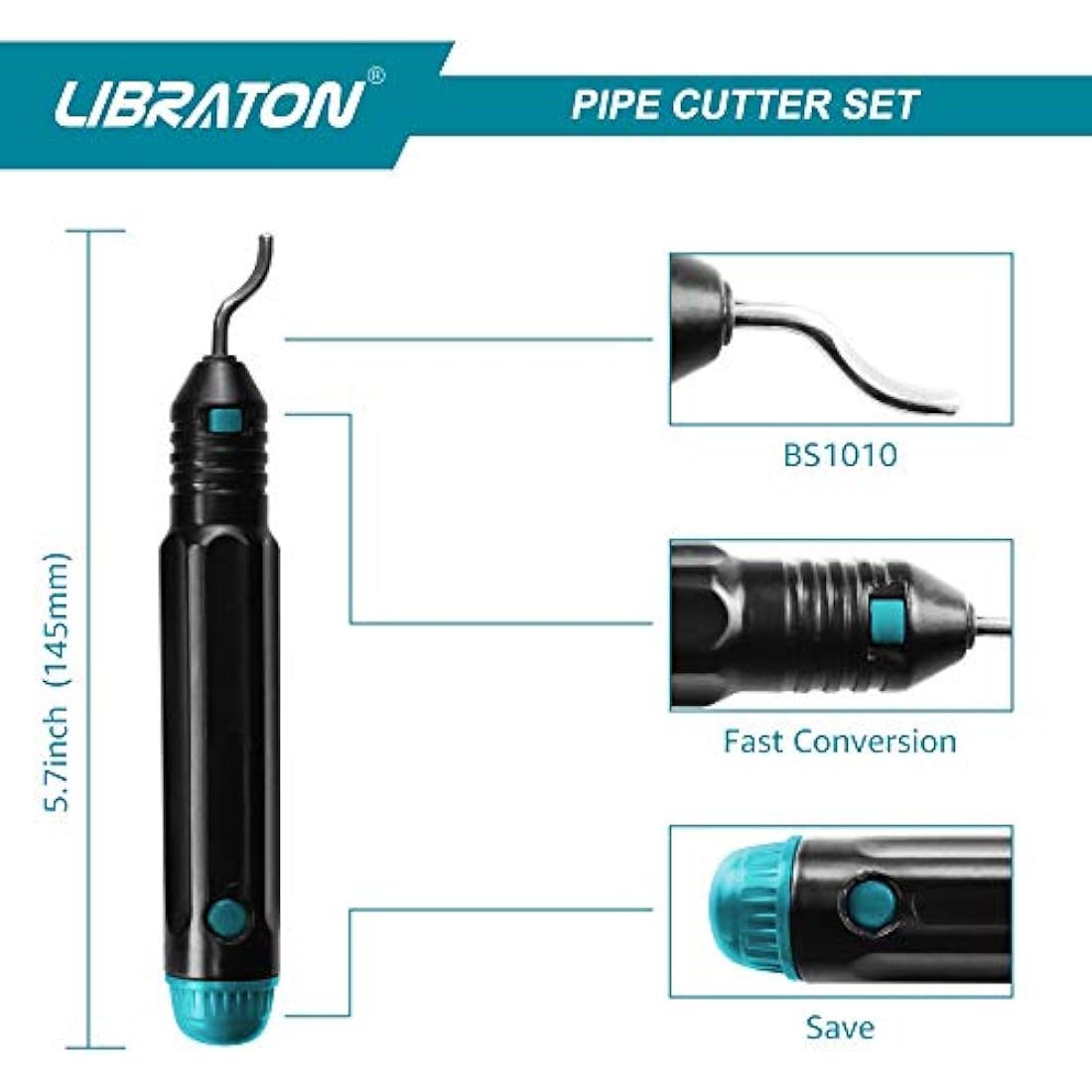 Libraton Copper Pipe Cutter, Tube Cutter (5-50mm), Stainless Steel Pipe Cutter Heavy-Duty, with High-Speed Steel Deburring Tool, for Copper Pipe, PVC Pipe and Thin Stainless Steel Tube