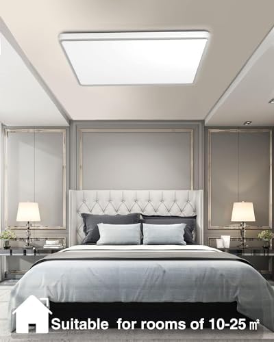 zemty 36W 3240LM LED Ceiling Light, 4 Packs Bathroom Lights Waterproof, Square Flush Modern Ceiling Lighting for Kitchen Bedroom Living Room Office