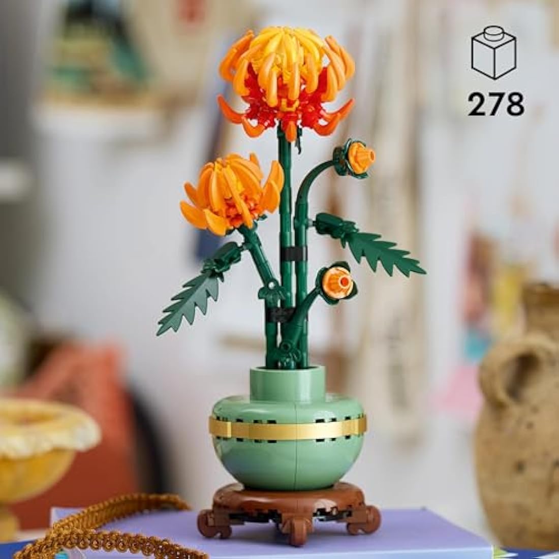 LEGO Botanicals Chrysanthemum Artificial Flower Building Set - Faux Plant Gift for Mothers - Creative Model Kit for Adults to Build - Home Office Decor from the Botanical Collection - 10368