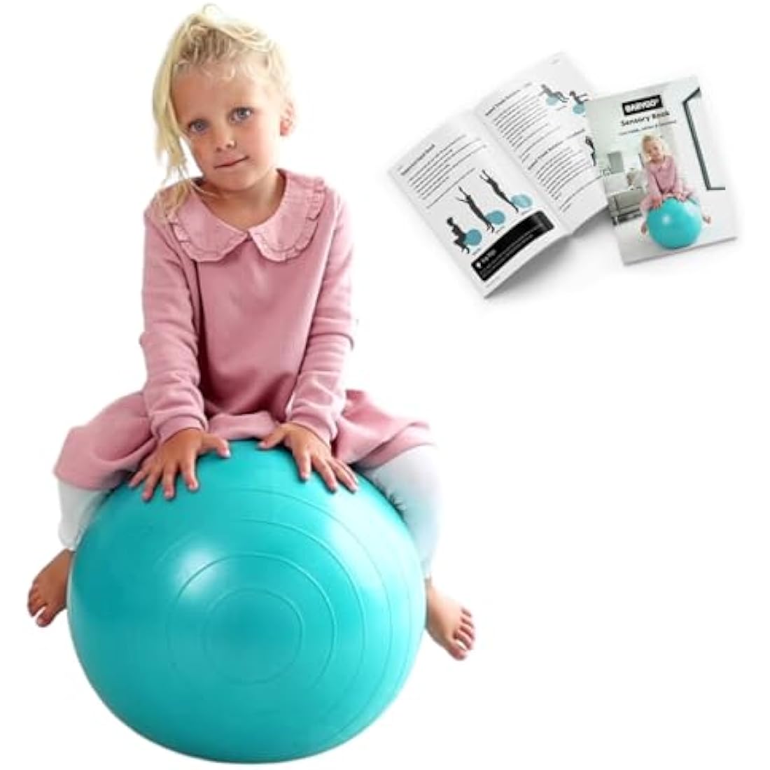 BABYGO® Sensory Exercise Ball | Peanut Ball for Kids Children | Autism Therapy Calming Development Activities Motor Skills | Exercise Book & Pump Included