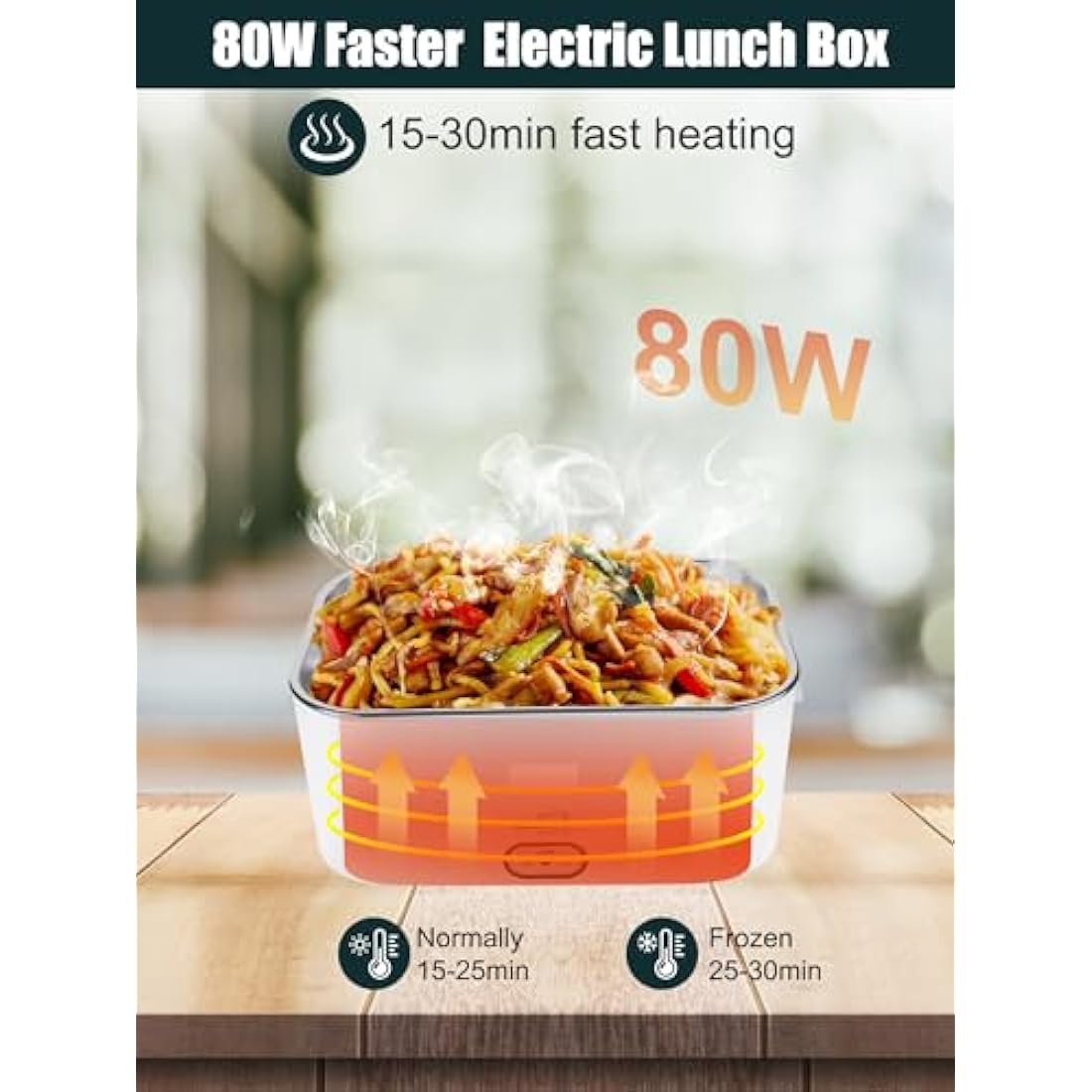 Buddew Electric Lunch Box 80W Food Heater 1.8L Large Capacity Heated Lunch Box 3 in 1 12V/24V/110-230V Portable Lunch Warmer for Car/Truck/Home/Office with Carry Bag and Fork and Spoon (Gray)