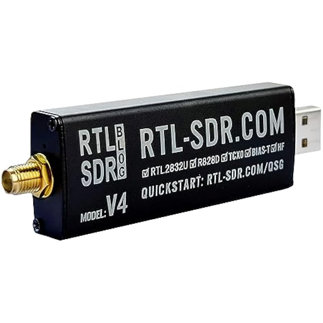 RTL-SDR Blog V4 R828D RTL2832U 1PPM TCXO HF Bias Tee SMA Software Defined Radio with Dipole Antenna Kit