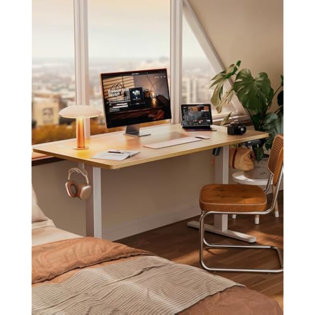 ErGear Electric Standing Desk Height Adjustable 120 x 60cm, Sit Stand Desk with 4 Memory Smart Pannel, Home Office Desk with Splice Board