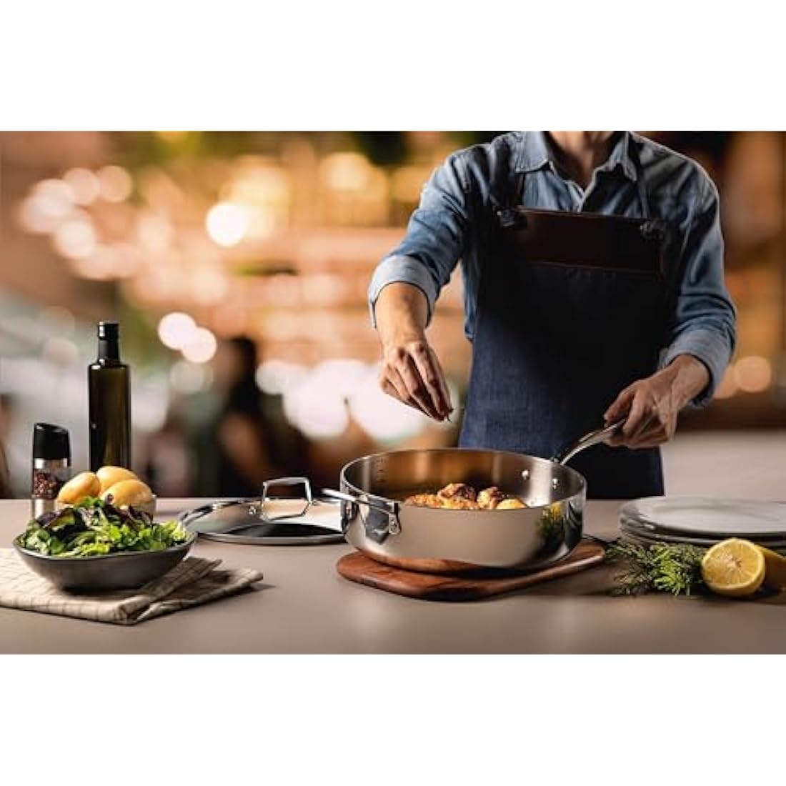 Tramontina 3-Ply Stainless Steel Frying Pan with lid 30cm (5.6l)