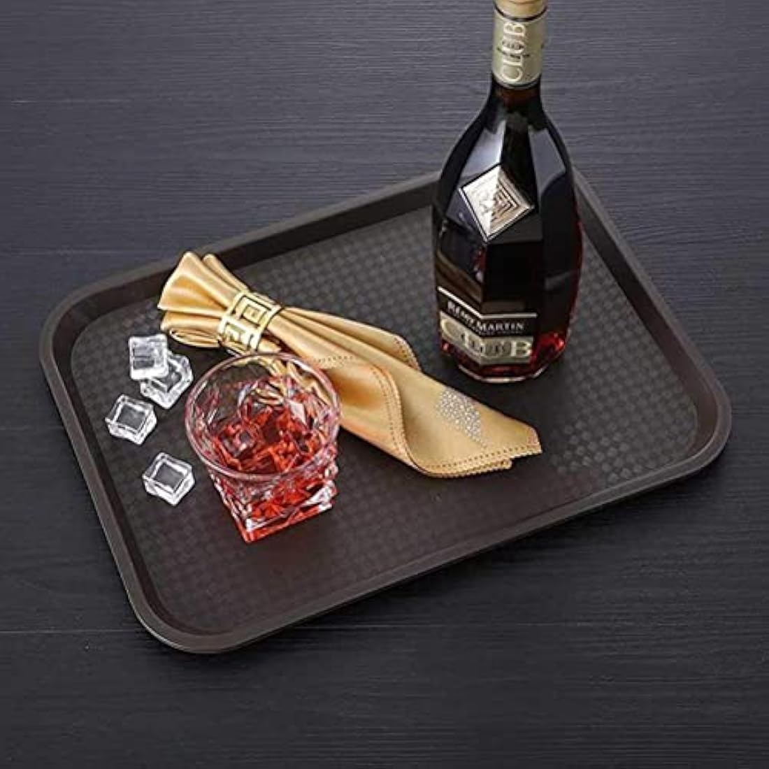 Yarlung 12 Pack Fast Food Tray, 13.8 x 10.5 Inch/35 x 26.7 cm Plastic Restaurant Serving Tray for Coffee Table, Kitchen, Party, Black