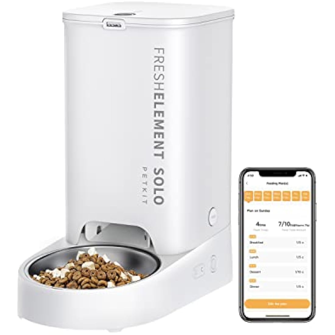 PETKIT Automatic Cat Feeder, 2.4GHz Auto Cat Feeder with App Control 3L, Low Food & Blockage Sensor, 304 Stainless Steel Bowl, Fresh Lock Technology,1-30 Meals/Day Anti-Clog Pet Feeder, White