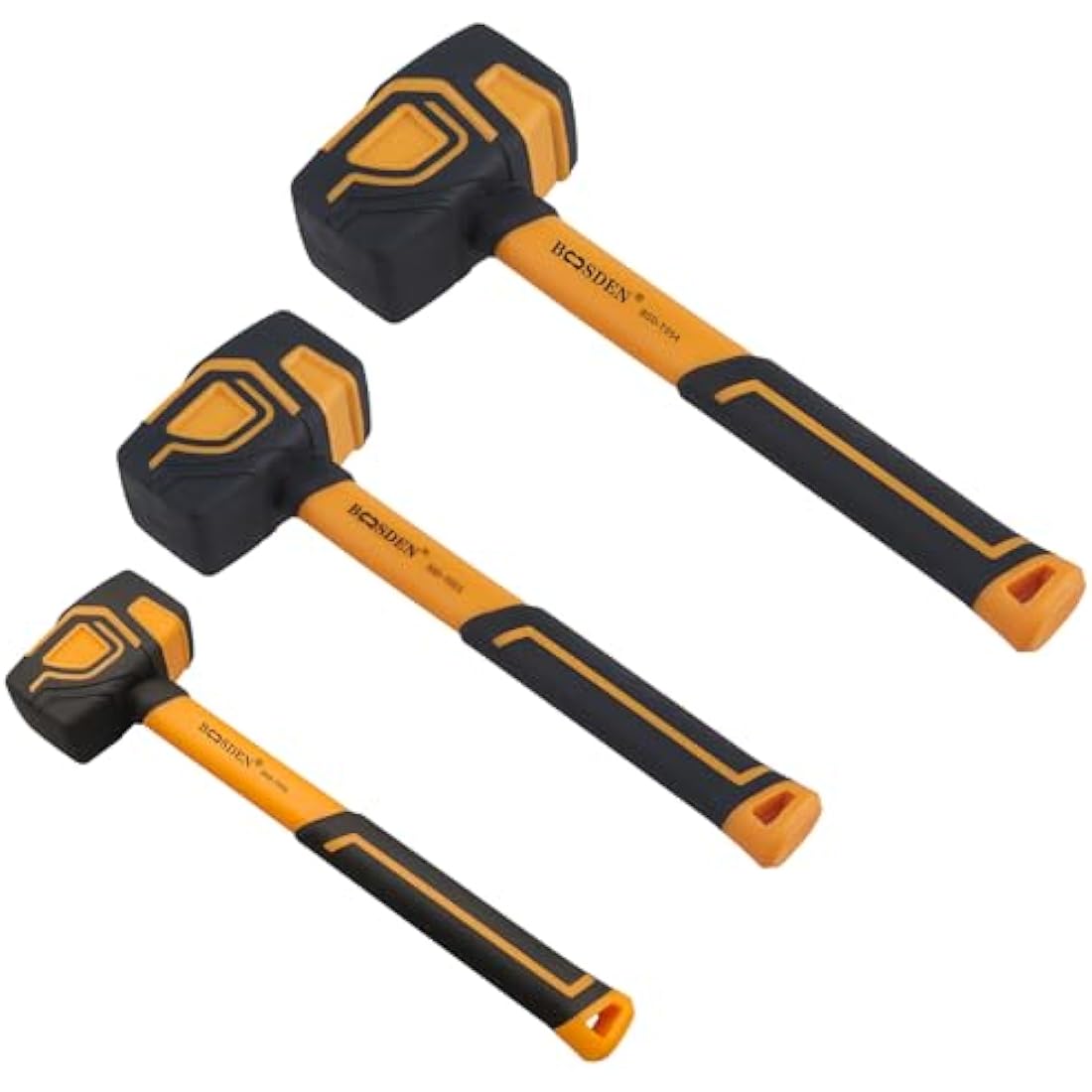 BOOSDEN Rubber Mallet Set, 3-Pack 10 oz 20 oz and 36 oz, With Hook, Solid Head & Ergonomic Grip Handle, Soft Face Hammer for Flooring, Woodworking