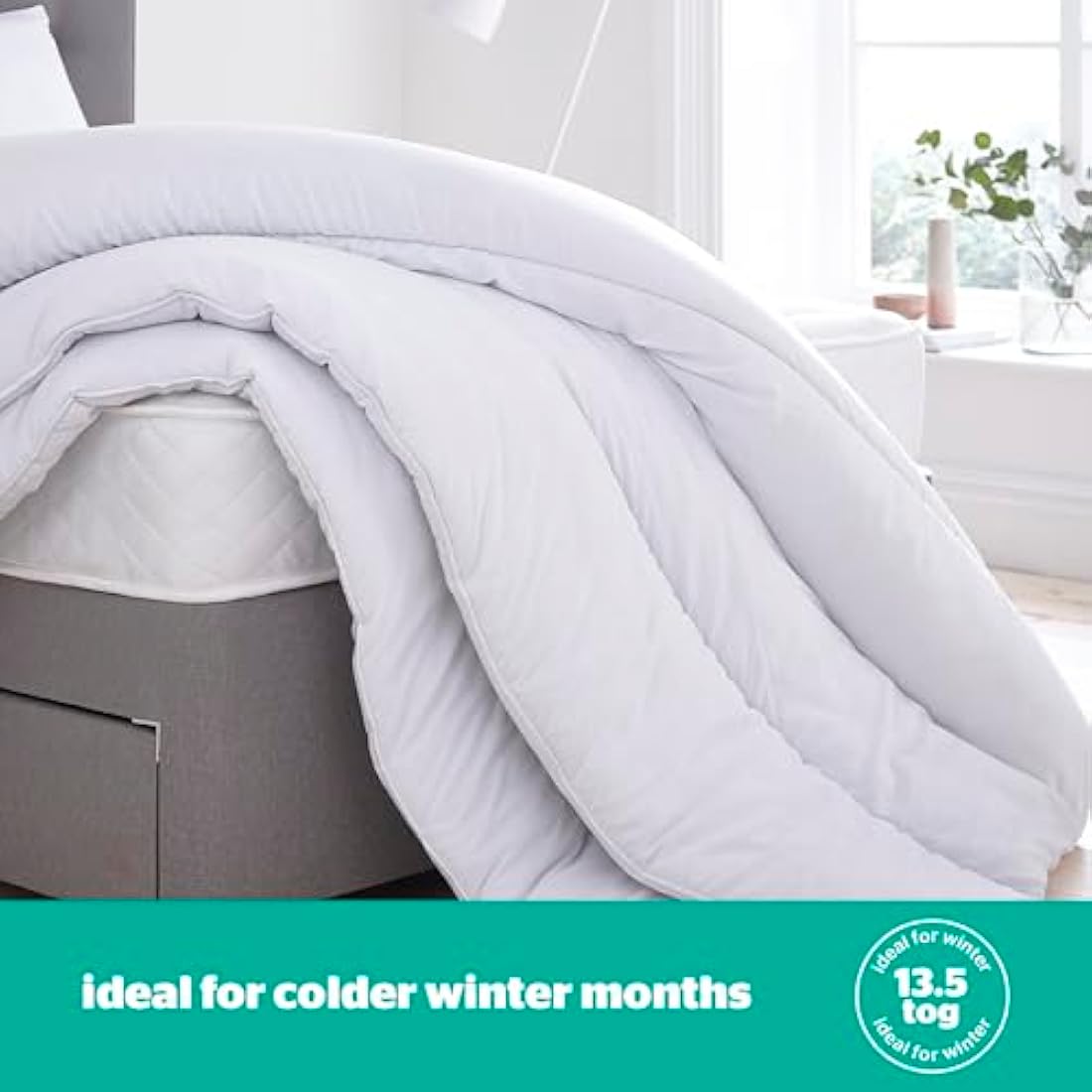 Silentnight Just Like Down 13.5 Tog Double Duvet - Luxury Hotel Winter Warm Thick Heavyweight Duvet Quilt with Soft Silky Down Like Fibres - Machine Washable and Hypoallergenic - Double