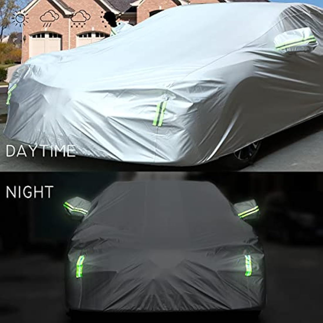 BEXITA Car Cover Waterproof Outdoor All Weather Windproof Snowproof UV Protection Full Car Covers Fit for Saloon; Size XL: MAX 201in/510cm