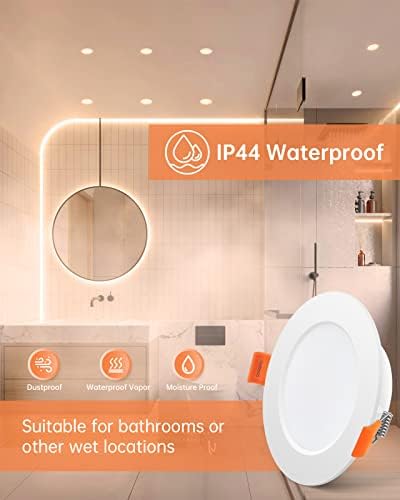 Tomosu LED Downlights for Ceiling Warm White 2700K 5W 450LM, AC 220-240V, Cut Φ75-90mm, 24mm Ultra Slim LED Recessed Ceiling Lights, IP44 Spotlights for Bathroom, 20 Pack