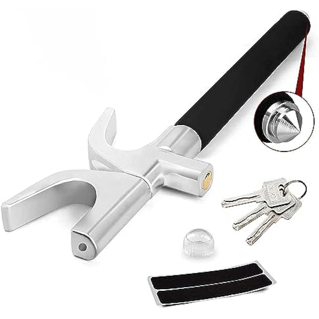 Car Steering Wheel Lock, The Anti Theft Device for Cars, Universal Car Steering Wheel Lock, Adjustable Vehicle Anti-Theft Lock with 3 Keys and Safety Hammer Function