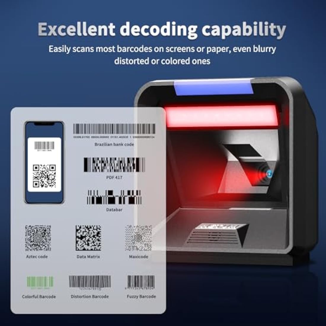 NETUM 2D Omnidirectional Desktop Barcode Scanner, Hands-Free USB Wired BarCode Reader 1D 2D QR PDF417 Barcode Reader with Megapixel High Resolution Sensor for Retail POS Supermarket NT-2085L(Pro)