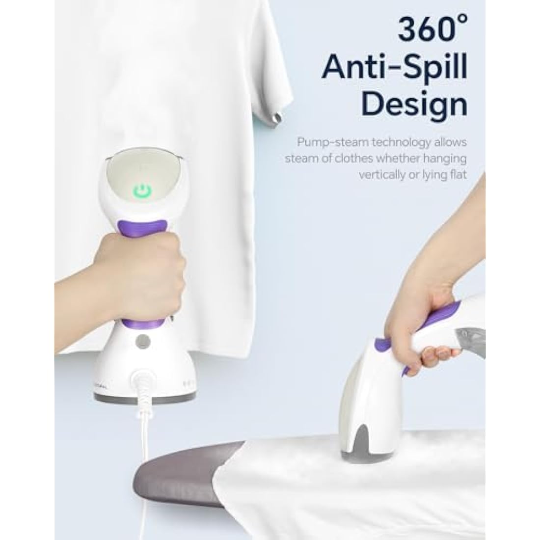 BEAUTURAL Steamer for Clothes, Portable Handheld Garment Fabric Wrinkles Remover, 30-Second Fast Heat-up, Auto-Off, Large Detachable Water Tank