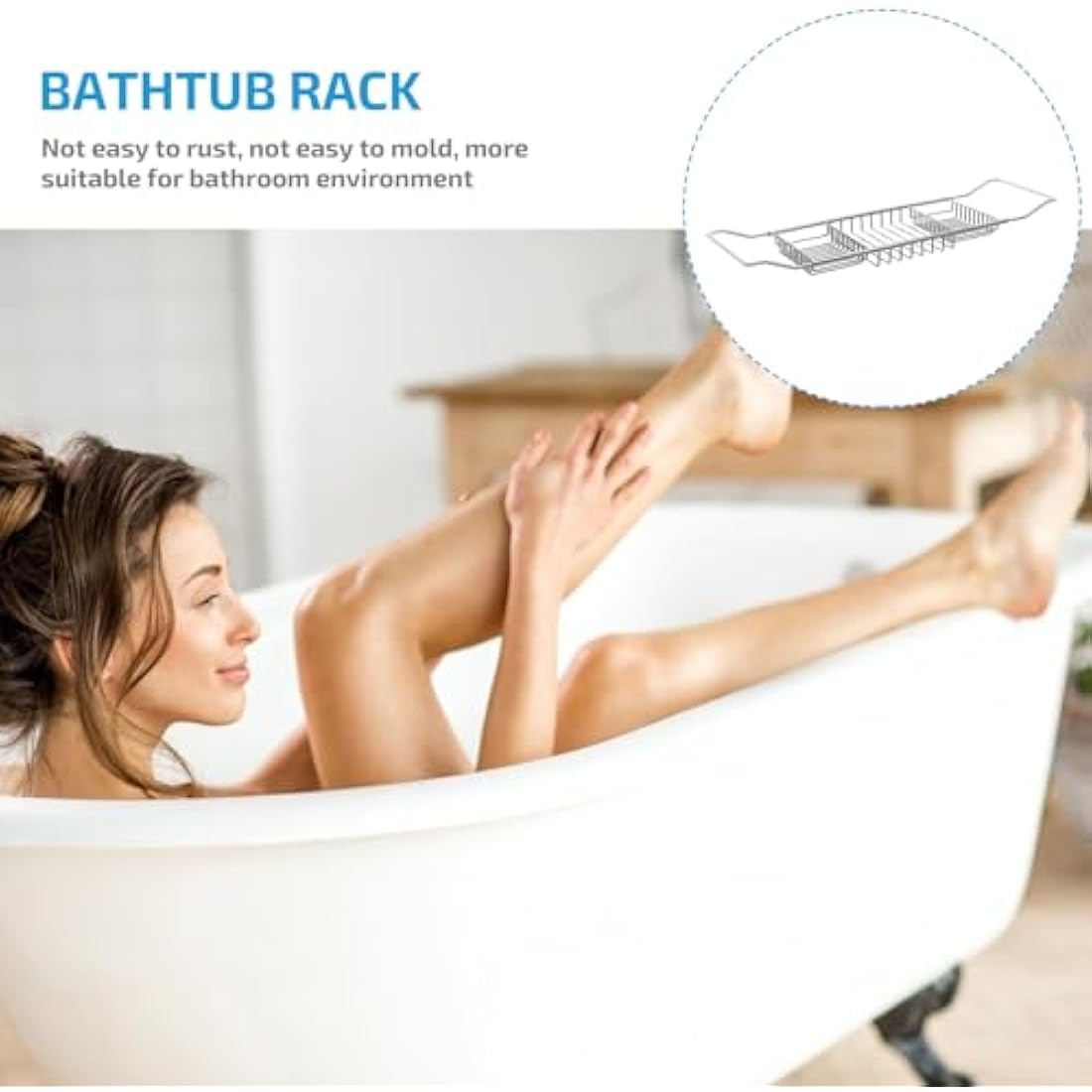 Cabilock Stainless Steel Bathtub Tray Stretchy Anti Slip Bathtub Tray Over Bath Tub Racks for Shower Bath Phone Pad Book Holder Silver