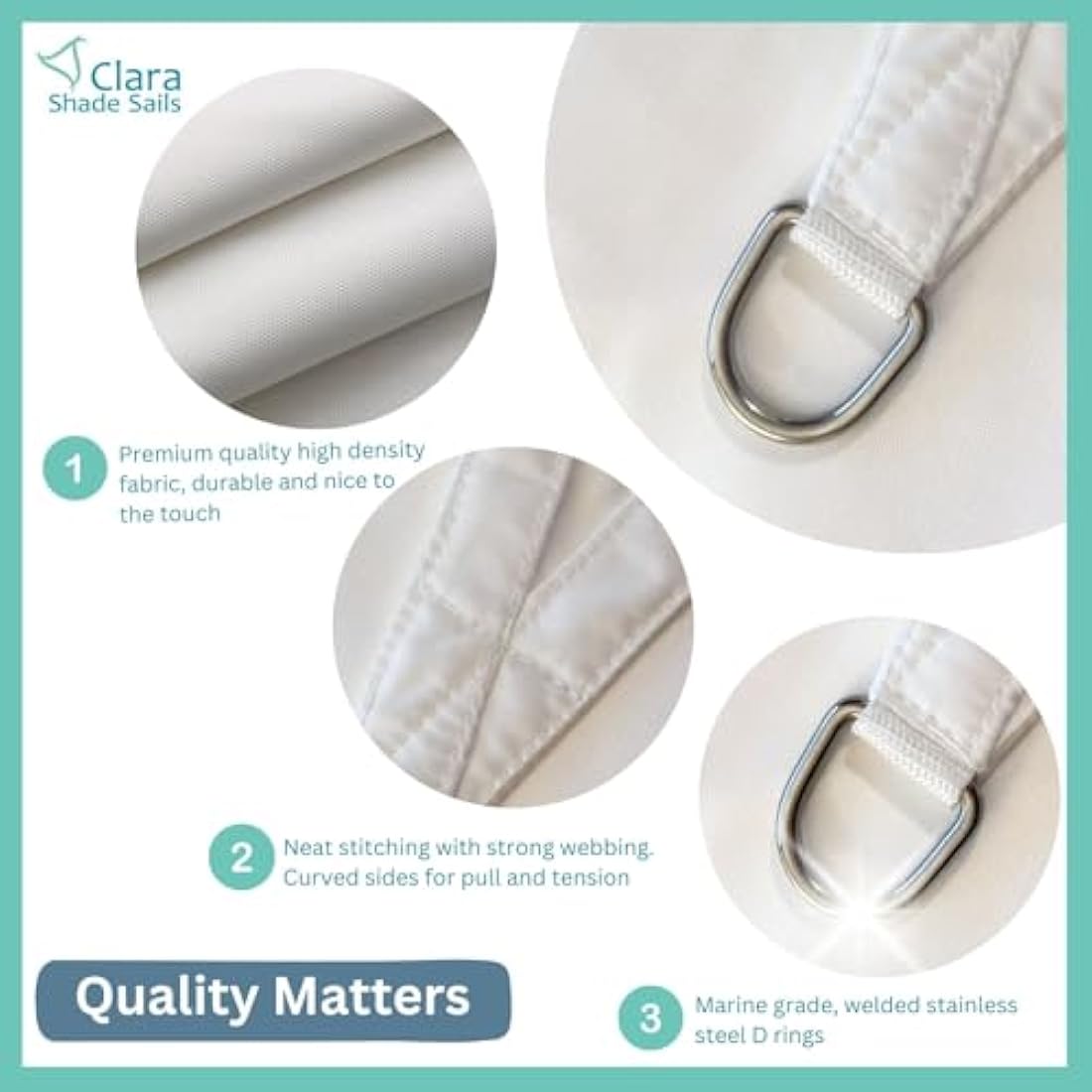 Clara Shade Sails - White Rectangle 4x5m Sun Shade Sail, Conservatory Sail Shades, Pergola Canopy, Garden Sail Canopy Waterproof, Patio Gazebo, Garden Tent, Outdoor Sun Sail Shade, Garden Awning