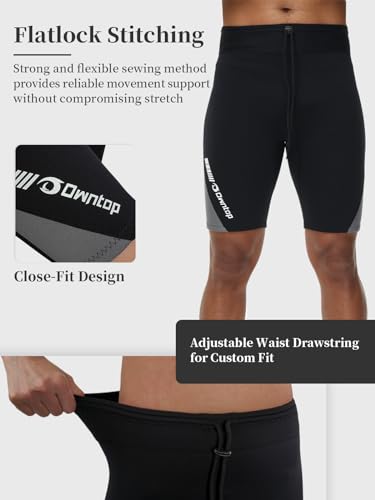 Owntop Men Wetsuit Pants - 2mm Neoprene Wetsuit Shorts, Keep Warm for Surfing Snorkeling Swimming Diving Wetsuit Bottoms, Men Grey M