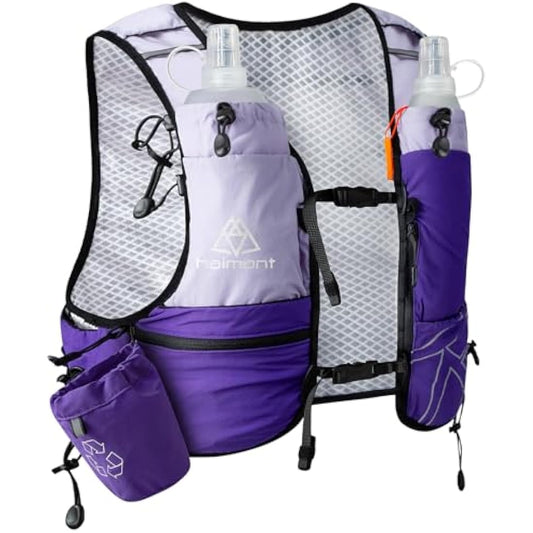 Haimont Hydration Running Vest with Water Bottles for Women Men, Adjustable Lightweight 8L Water Backpack with Soft Flasks for Trail Running Marathon