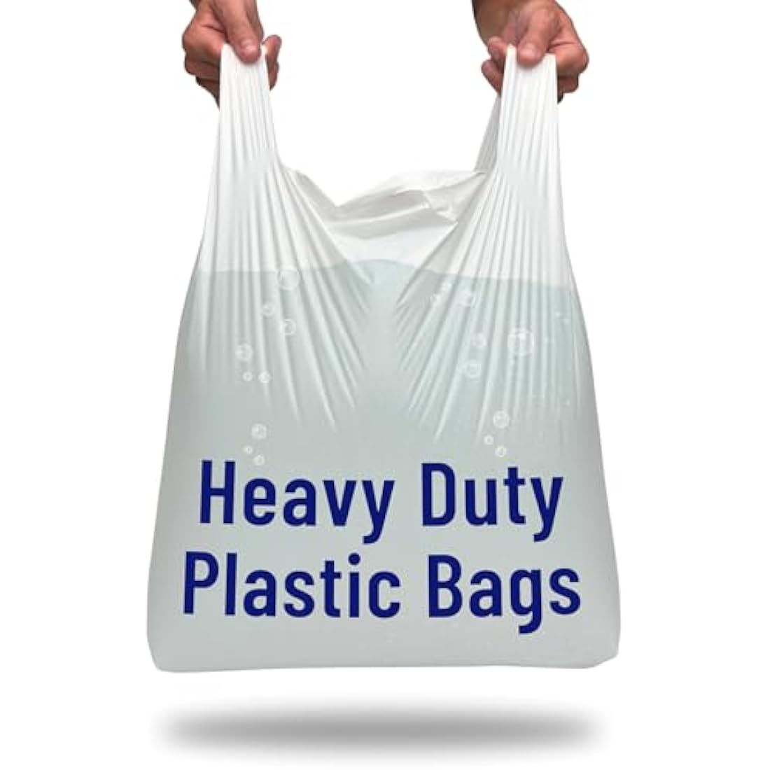 PWgoods Plastic Carrier Bags White - Standard Retail Size 13x19x23, 1000 Pack, Heavy Duty Large Carrier Bag with Handles, Groceries Retail Shopping Takeaway Bin