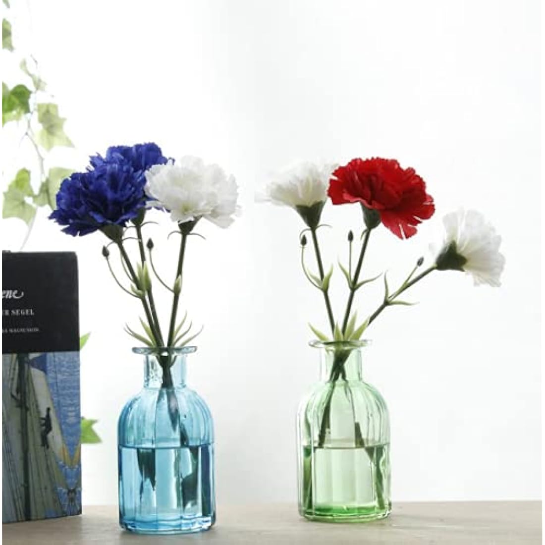 Rikyo 11 inch Bouquets 10 Stem Carnations,Outdoor UV Resistant No Fade Artificial Flower,Mini Carnation Silk Petals Fake Flowers Forever Plants for Home Party and Wedding Decor (White)