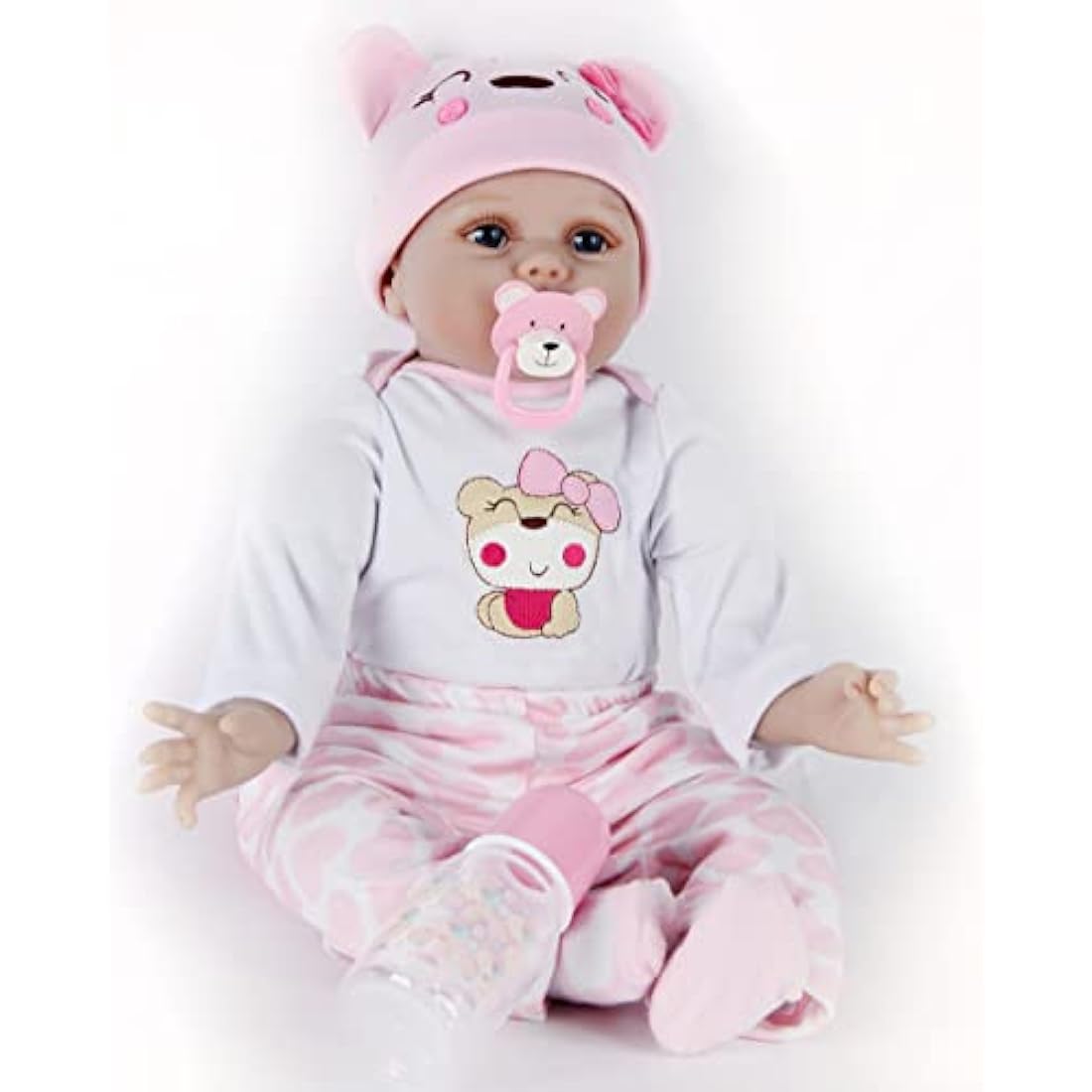 ZIYIUI Reborn Baby Dolls 22 inch 55cm Realistic Soft Vinyl Silicone with Cotton Body Looks Like a Real Newborn Baby Perfect for Cuddling, Playtime, and Giving (Open eyes)