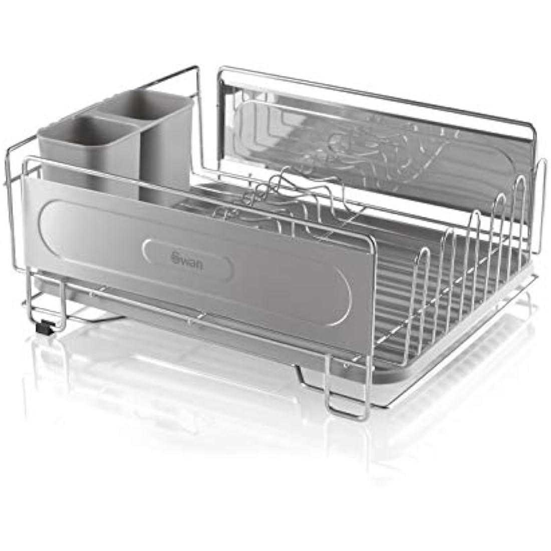 Swan SWKA5050N Dish Rack, Rust Resistant Dish Drainer with Anti Slip Feet and Drip Tray, Chrome