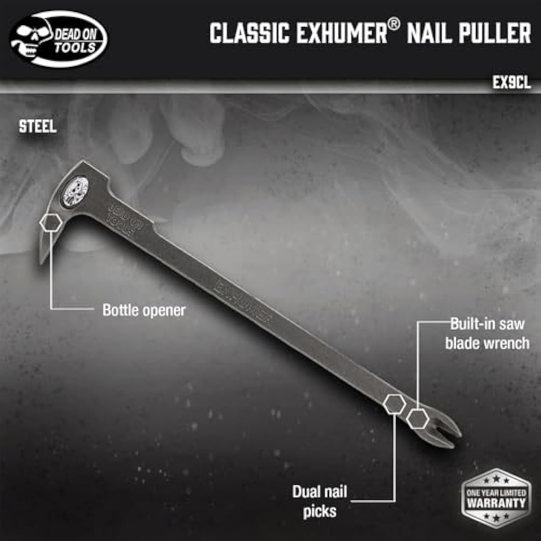 Dead On Tools EX9CL 10-5/8-Inch Exhumer Nail Puller, Silver